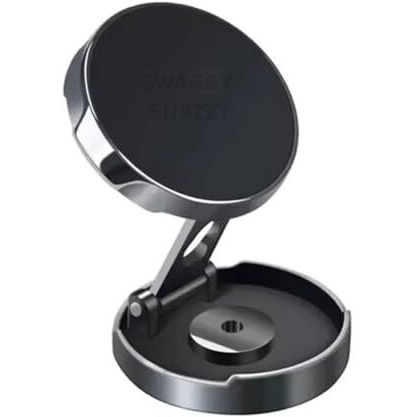 Universal Foldable Mobile Magnetic Stand (Stick On) For Car Dashboard, Strong 6 Magnet Compatible With All Phones, Extra Stable Off-Roading Operation, Driving Navigation, Efficient Space Utilization