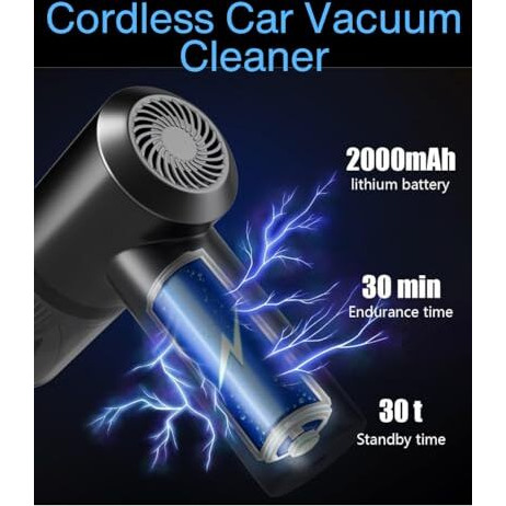 3 In 1 Portable Car Vacuum Cleaner With Blower | Powerful Suction, Reusable And Usb Rechargeable| Wireless Handheld Vacuum For Car, Home And Travel