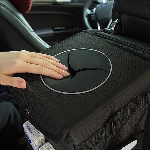 Wolpin Car Trash Bin Holder Dustbin Foldable Car Trunk Storage Bag Leakproof With Side Mesh Pockets - Black (15 X 16 X 25 Cm)