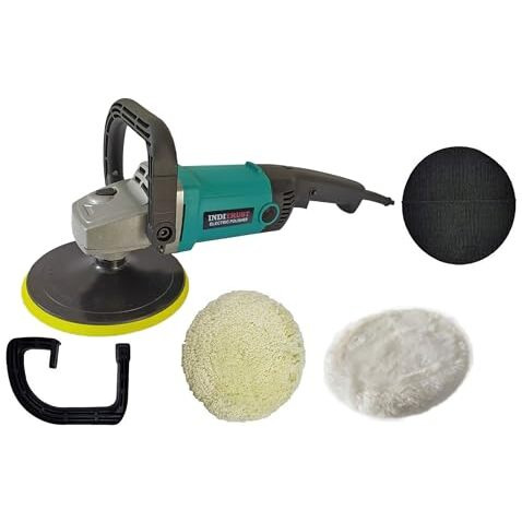 Inditrust 1500W 6 Months Warranty 7 Inch Electric Car Polisher Machine 6 Speed With Backup Pad Wool Pad And Buffing Pad Double Insulated With Speed Adjustment 100% Copper Winding