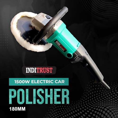 Inditrust 1500W 6 Months Warranty 7 Inch Electric Car Polisher Machine 6 Speed With Backup Pad Wool Pad And Buffing Pad Double Insulated With Speed Adjustment 100% Copper Winding