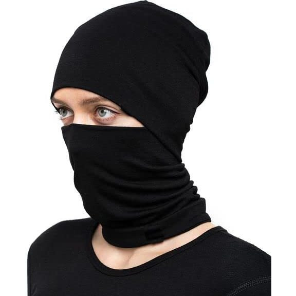 Primebox Face Mask Bandana Cotton Fabric Bike Riding Dust Protection Head Face Mask For Men Women Balaclava Neck Gaiter (Combo Pack Of 2 Mask Helmet Cap Combo) Black