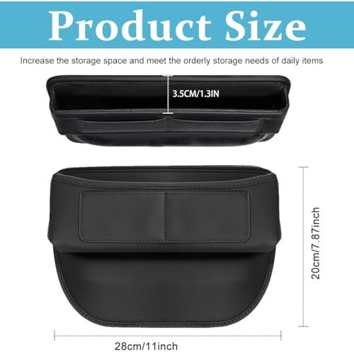 Sthira Car Organizer Car Seat Pocket Automobiles Organizer For Console Pu Leather Front Seats Side Seam Car Accessories Interior Organizer Console Car Organizer For Phone, Glasses, Keys, Cards,Black