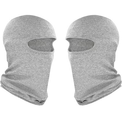 Primebox Full Cover Face Mask Cotton Fabric Bike Riding Washable Dust Protection Balaclava For Men Women Neck Gaiter Helmet Liner Pack Of 2 Rider Accessories Black (Grey-Full-Combo-W/O-Patti)