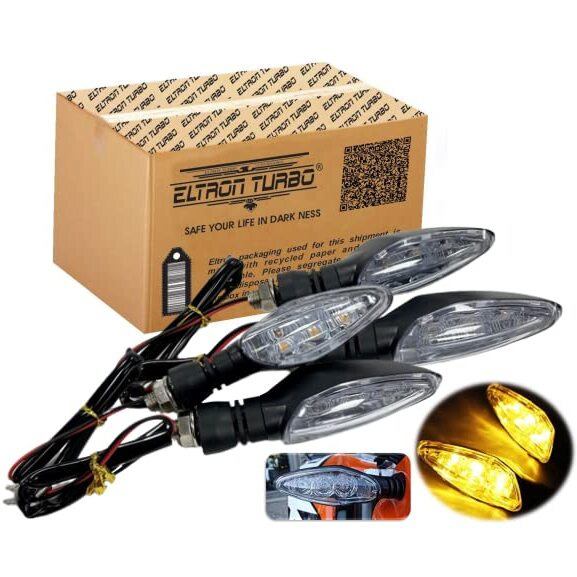 Eltron Turbo Original Waterproof Unbreakable Ktm Style Indicators Smd High Bright Universal For All Bikes Models Turn Signal Lights Motorcycle (Amber) (Pack Of 4) | Led