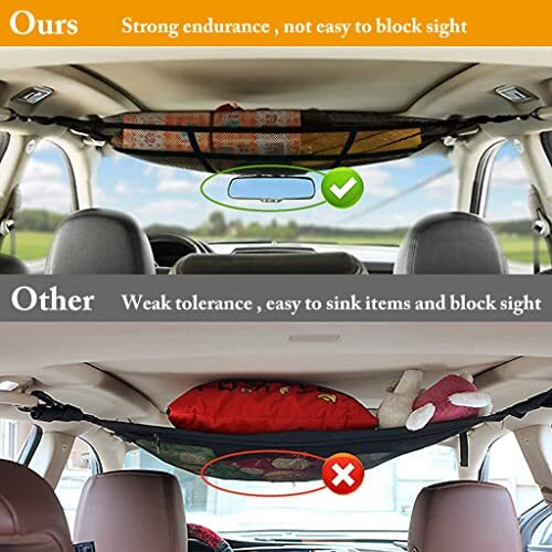 Sthira Car Ceiling Storage Net, Upgraded Car Ceiling Cargo Net Pocket, 31.5''X21.5'' Strengthen Load-Bearing Adjustable Double-Layer Mesh Camping Suv Storage Bag For Tent Putting Quilt Toys Sundies
