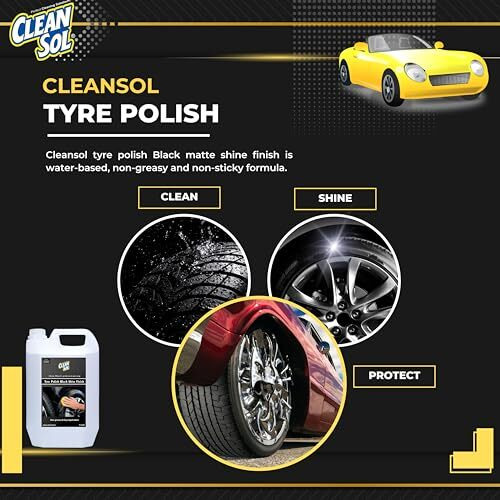 Cleansol Tyre Polish Liquid For Car, Bike, Scooter & All Vehicles | High Gloss Black Shine Spray | Long-Lasting Water-Resistant Formula | 5 Litre
