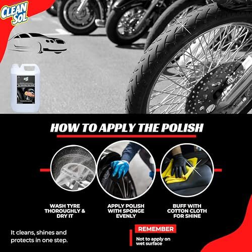 Cleansol Tyre Polish Liquid For Car, Bike, Scooter & All Vehicles | High Gloss Black Shine Spray | Long-Lasting Water-Resistant Formula | 5 Litre