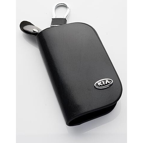 Contacts Leather Car Key Cover Compatible With Kia Smart Key With Key Chain For Seltos | Sonet | Carens | Carnival (Black)