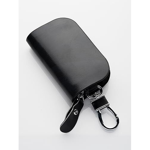 Contacts Leather Car Key Cover Compatible With Kia Smart Key With Key Chain For Seltos | Sonet | Carens | Carnival (Black)