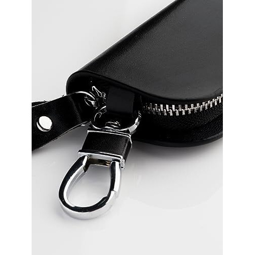 Contacts Leather Car Key Cover Compatible With Kia Smart Key With Key Chain For Seltos | Sonet | Carens | Carnival (Black)