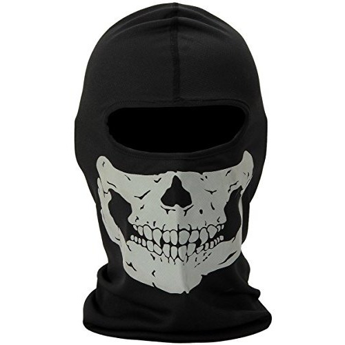 Nuoxinus Mesh 2 Pack Balaclava Black Ghosts Skull Full Face Mask For Men Women Cosplay Party Halloween Motorcycle Bike Cycling Outdoor Skateboard Hiking Skiing, Black, One Size