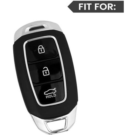 Keyzone Tpu Car Key Cover Compatible For Hyundai I20 | Verna | Kona 3 Button Smart Key (Gunmetal)