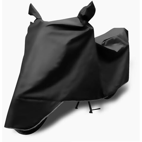 Auto Hub Bike Cover Compatible With Re Classic 350 With Mirror Pocket,Dustproof, Windproof, Belt Buckle, Super Classic 350 Bike Cover- Black - 1 Unit