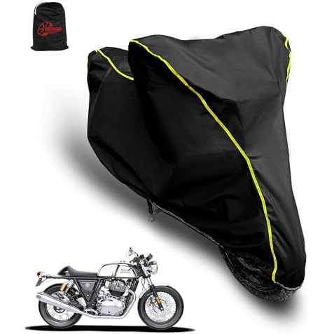 Garrege Waterproof Two Wheeler Cover For Continental Gt 650| Uv Proof, Heat Resistant & All Weather Protection | Black & Yellow Piping Color | Durable & Triple Stitched