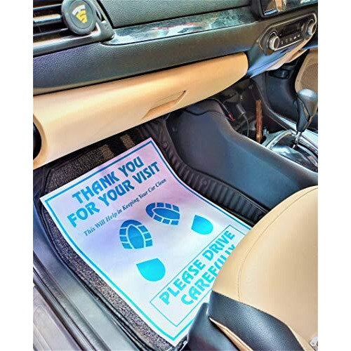 Packshark Disposable Paper Foot Mat For All Vehicles - Bus, Van, Truck, Crew Cab, Suv - Interior Automotive Floor Mats (White, Universal Size, Pack Of 25)