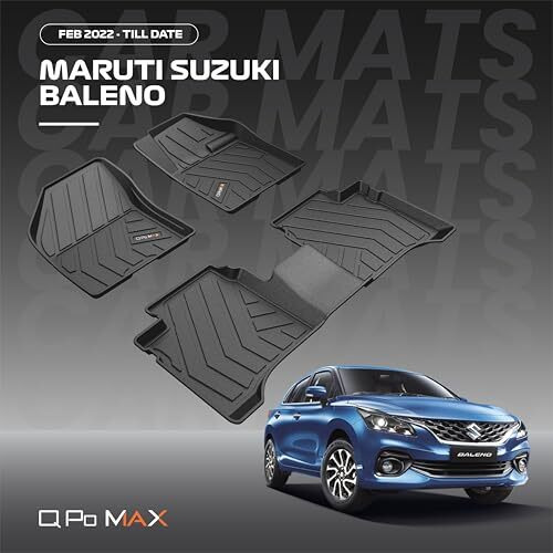 Q Po Baleno (Max) Feb22-Till Date Tpe Car Floor Mat | All Weather Mats For Baleno (Feb22-Till Date) (Black)
