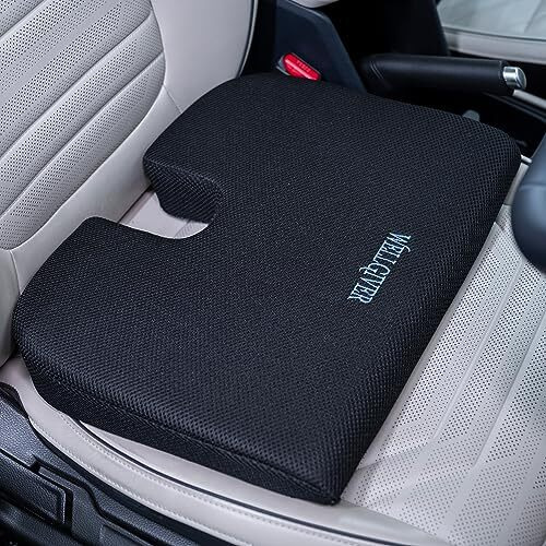 Wellgiver Ultimate Memory Foam Car Wedge Seat Cushion 2-Year Warranty For Long-Lasting Comfort And Durability | Coccyx Tailbone Cutout Relieves Hip, Tailbone, And Lower Back Pain | 17 X 13 X 3 Inches