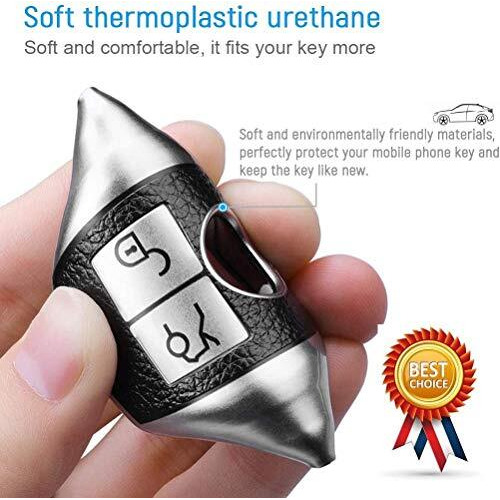 Jvcv Premium Soft Tpu Leather Pattern Key Cover Compatible With Mercedes Benz Key (Silver)