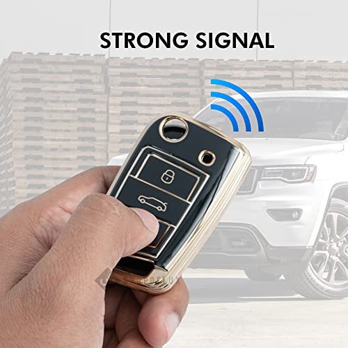 Shopoflux Tpu Key Cover Compatible With Skoda & Volkswagen Cars Kylaq | Slavia | Kushaq | Octavia | Virtus | Taigun | Tiguan | T Roc 3 Button Flip Key (Black)