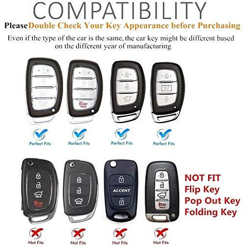 Jvcv Car Styling Soft Carbon Fiber Pattern Key Cover Compatible With Hyundai Push Button Start Smart Key With Keychain, Black