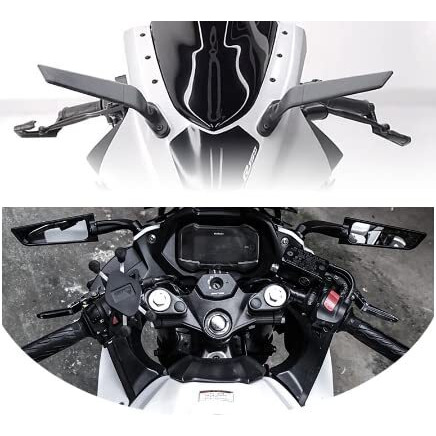 Eltron Turbo Elt45 Imported Original Wind Wing Rearview Stealth Aerodynamic Mirrors Fully Faired Bikes, Motorcyles Ninja 250 300 400 Gsx250R 360, R15 V4M, R15 V4, R15 V3, Adjustable (Black, Pack Of 2)