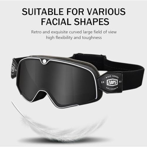 Proberos Motorcycle Goggles, Fashion Grey Helmet 400 Uv Sun Protection, Windproof, Anti Fog, Adjustable Headband, For Riding Racing For Men, Women, Youth