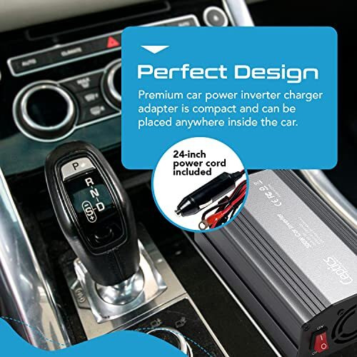 Ceptics 300W Car Charger Power Inverter With Smartvoltage Technology - 12V Dc To 220V Ac, Dual Usb With 2.4A - 1 Universal Ac Outlet For All Portable Devices - Grey Color