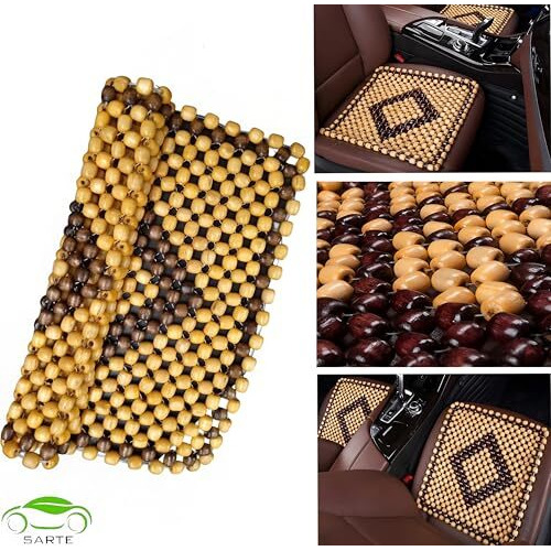 Sarte Wooden Beads For Car Seat Ultra Comfort Wooden Beads Cover Acupressure Sitting Bead Seat Wooden Cushion Pad For All Type Of Chairs (Beige, 1Pc)
