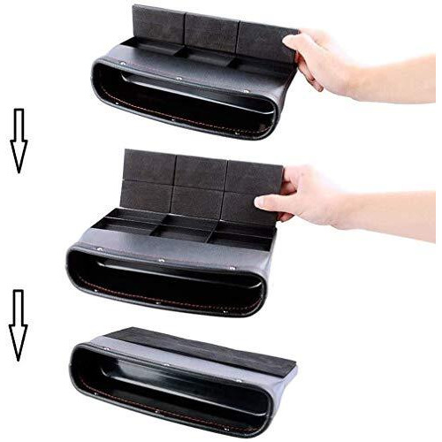 Automaze Car Seat Storage Pockets Box Pu Leather Seat Gap Filler Organiser For Car Interior & Keys, Cards, Phone Coins Etc (Black), Inside