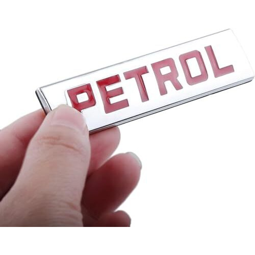 Automaze Petrol Emblem 3D Metal Car Badges Emblems Trunk Rear Fender Emblem Compataibe With Tailgate Side Sticker Badge Car Decals (Chrome-Red Color)