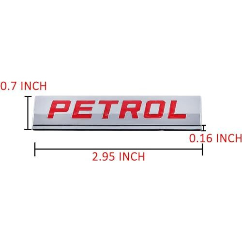 Automaze Petrol Emblem 3D Metal Car Badges Emblems Trunk Rear Fender Emblem Compataibe With Tailgate Side Sticker Badge Car Decals (Chrome-Red Color)