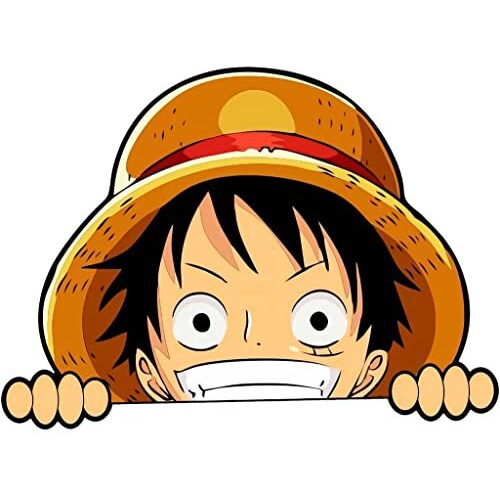 Junkyard Vinyl One Piece Monkey-D Luffy Peeking Car Decals Anime Stickers (Pack Of 2), Self-Adhesive