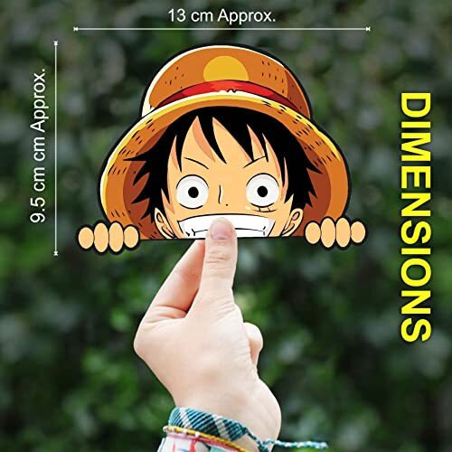 Junkyard Vinyl One Piece Monkey-D Luffy Peeking Car Decals Anime Stickers (Pack Of 2), Self-Adhesive