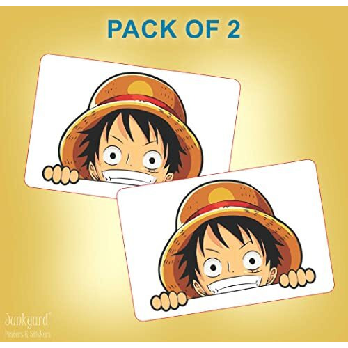 Junkyard Vinyl One Piece Monkey-D Luffy Peeking Car Decals Anime Stickers (Pack Of 2), Self-Adhesive