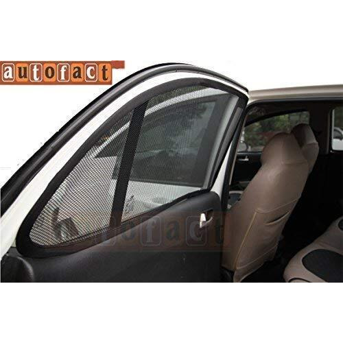 Autofact Magnetic Car Sunshades Compatible With Hyundai Grand I10 Nios (2019 To 2024) (Set Of 4)  Easy Installation, Uv Protection, Keeps Car Cool (Front 2 With Zippers, Rear 2 Without Zippers)