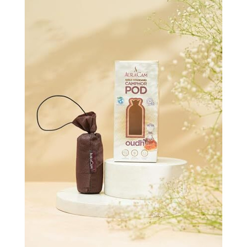 Auracam Gold Standard Camphor Pods (1 Original + 1 Oudh) - Pack Of 2 - Organic Camphor Cone Air Freshener For Room, Car, Bathroom, Office & Toilet | Long-Lasting Camphor Pods