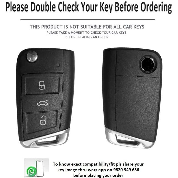 Jvcv Soft Tpu Transparent Cover Compatible With Skoda Kylaq Slavia Kushaq Taigun Tiguan Virtus Octavia Kodiaq Superb Folding Key (Transparent Black)