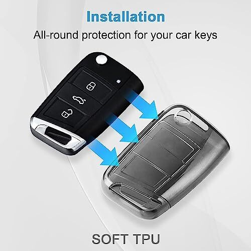 Jvcv Soft Tpu Transparent Cover Compatible With Skoda Kylaq Slavia Kushaq Taigun Tiguan Virtus Octavia Kodiaq Superb Folding Key (Transparent Black)