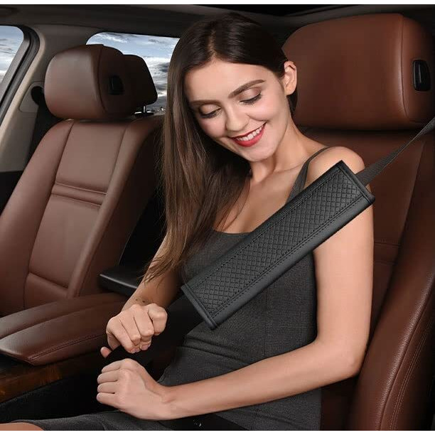 Brogbus Car Seat Belt Shoulder Pad Cover Car Safety Belt Pad (Black, Pack Of 02)