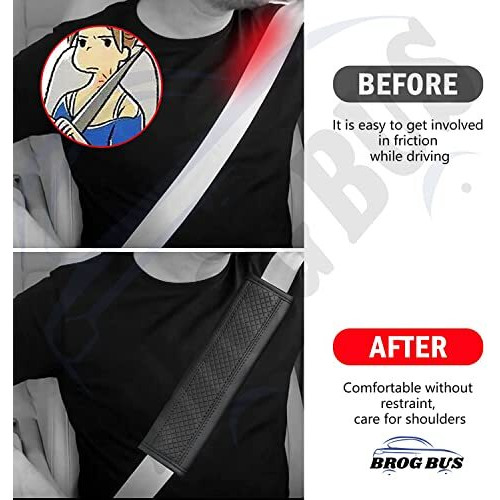 Brogbus Car Seat Belt Shoulder Pad Cover Car Safety Belt Pad (Black, Pack Of 02)