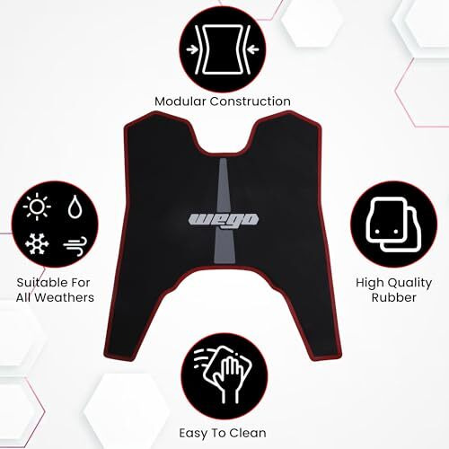 Grandbiker Wego Foot Mat Rubber Anti Skid Floor Mat Compatible With Wego Scooter, (Black, Grey & Red)