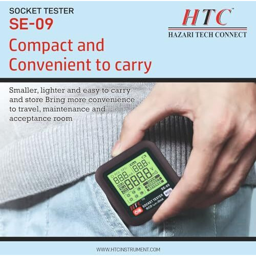 Htc Instrument Se-09 Socket Tester | Outlet Receptacle Tester For 230V Gfci/Rccb With Lcd Display By Skyking