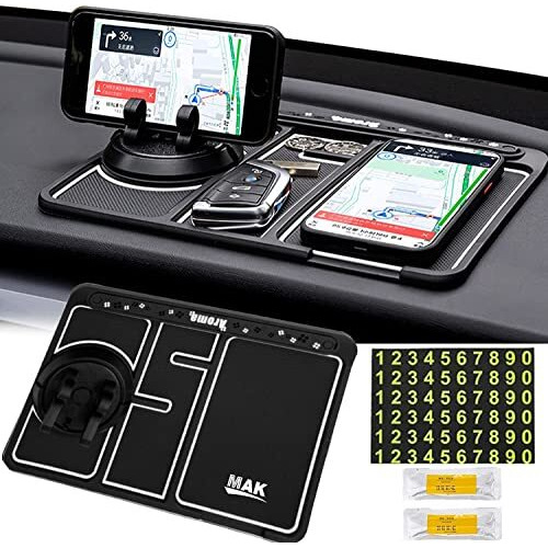 Mak Anti-Slip Car Dashboard Mat & Mobile Phone Holder Mount With Car Perfume -White Lining