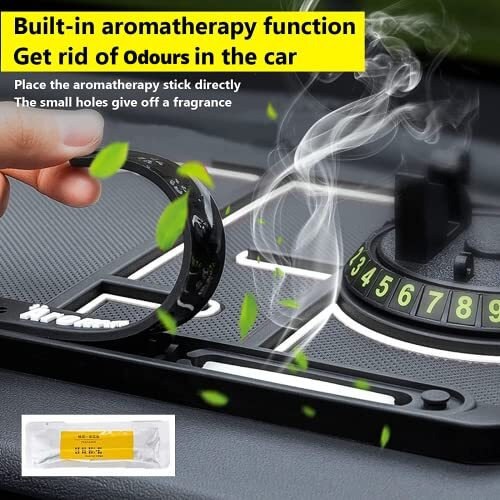 Mak Anti-Slip Car Dashboard Mat & Mobile Phone Holder Mount With Car Perfume -White Lining