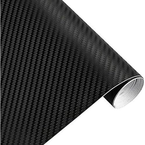 Cvanu 12&quotX60" 3D Black Carbon Fiber Vinyl Car Wrap Sheet Roll Film Sticker Decal
