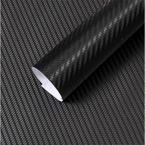 Cvanu 12&quotX60" 3D Black Carbon Fiber Vinyl Car Wrap Sheet Roll Film Sticker Decal