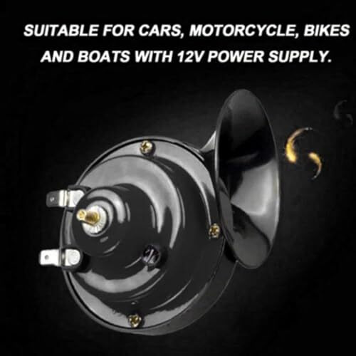 Roxila Waterproof Copper Coil Car Horn Super Loud Train Horns, Car Dustproof Durable Air Electric Snail Horn,12V Raging Sound Air Horns Universal For Car, Motorcycle,Truck, Bike, Scooty(Black)
