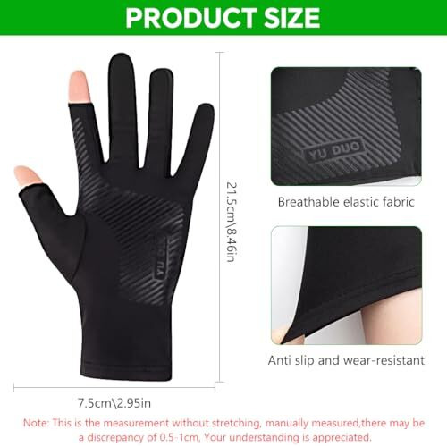 Proberos Riding Gloves With Open Thumb & Index Finger Tips Ice Silk Uv Protection Outdoor Gloves Breathable Anti-Slip Fashion Sport Gloves Driving Gloves Golf Gloves Fashion Unisex Closing Fit Gloves