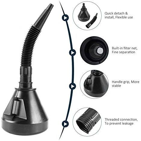 Aasons 2 In 1 Plastic Funnel Can Spout For Oil | Water | Fuel | Petrol | Diesel | Gasoline For Cars | Bikes | Trucks